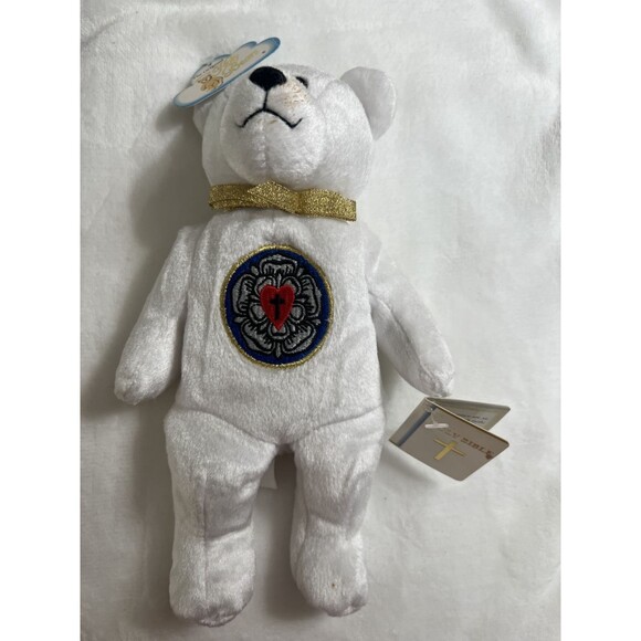 The Original Holy Bears Plush Holy BiBle White Bear with Black Cross Decoration - Picture 1 of 2